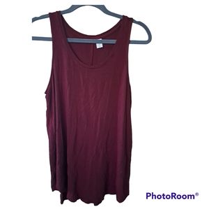 Old Navy Luxe Soft Tunic Tank Top Sleeveless Blouse Sz S Maroon Wine Red